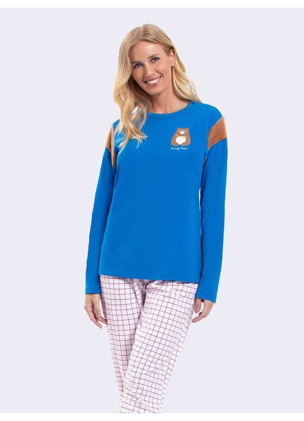 Veggi - Pijama Manga Longa com Calça Jogger Bee Azul