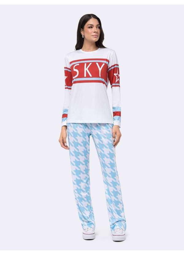 Veggi - Pijama Manga Longa com Calça Sky Branco 2