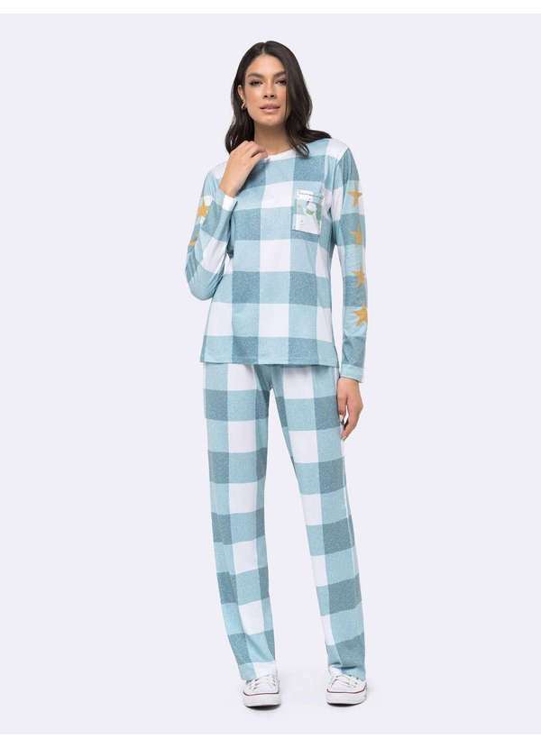 Veggi - Pijama Manga Longa com Calça Branco