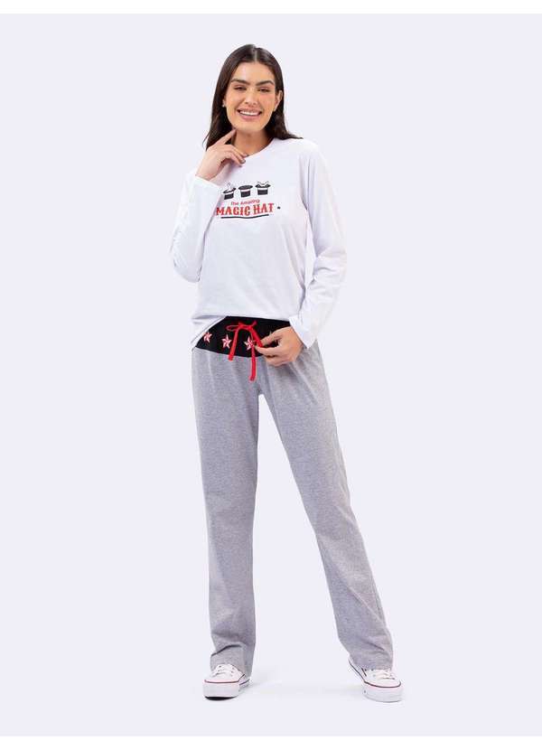 Veggi - Pijama Manga Longa Magic Hat Branco