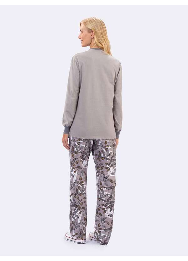 Veggi - Pijama Manga Longa Relax Cinza