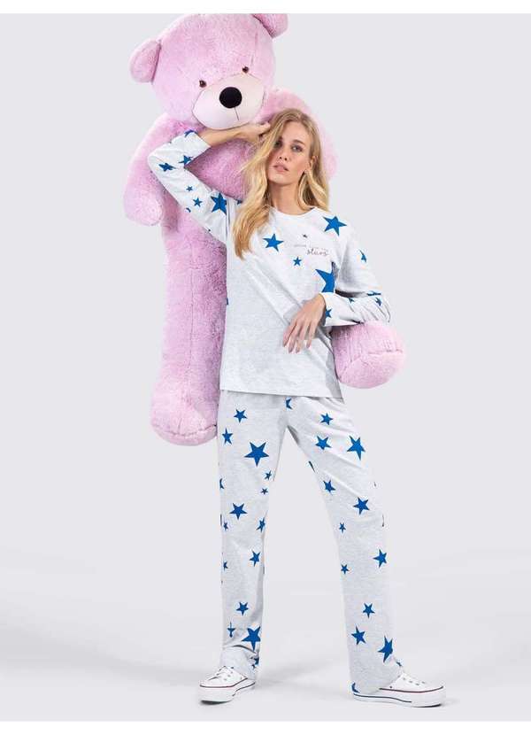 Veggi - Pijama Manga Longa Shine Like a Star Cinza 4