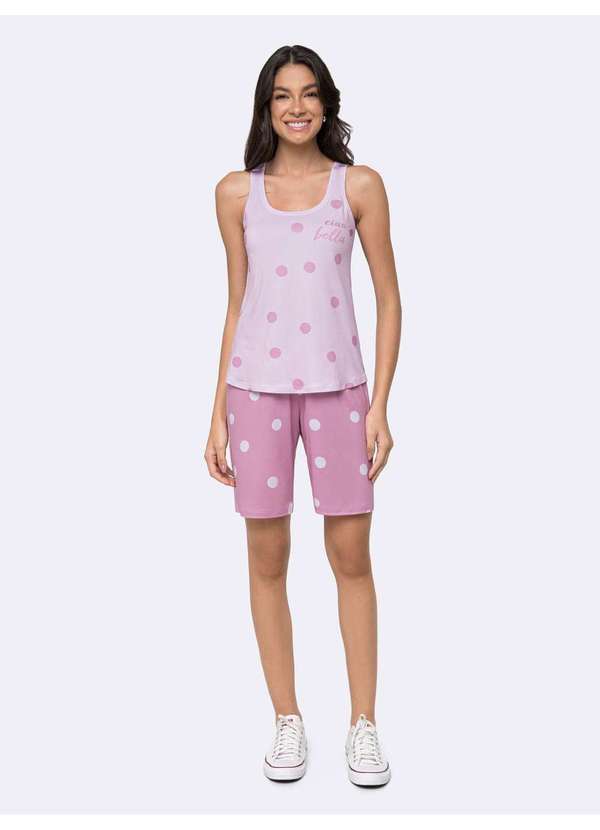 Veggi - Pijama Regata com Bermuda Corações Ao Sol Rosa 2