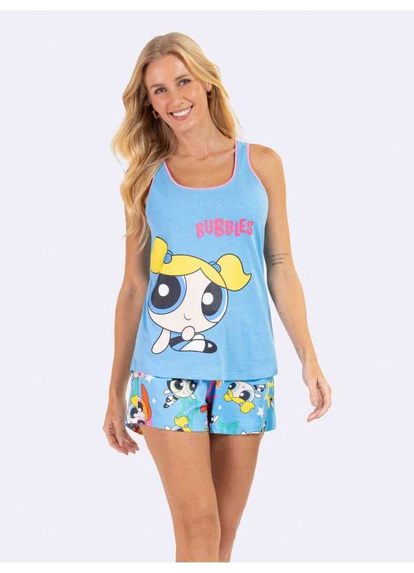 Veggi - Pijama Regata Meninas Superpoderosas Azul Azul