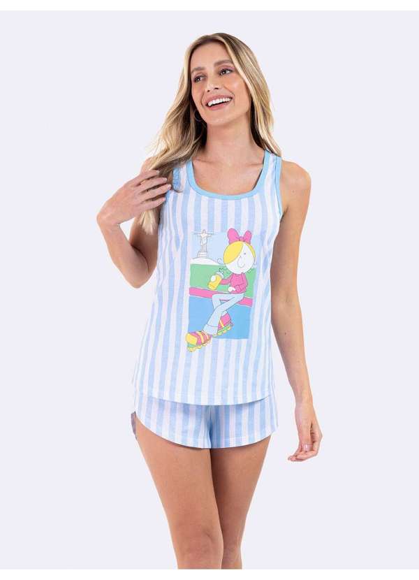 Veggi - Pijama Regata Turma da Bia Férias Azul