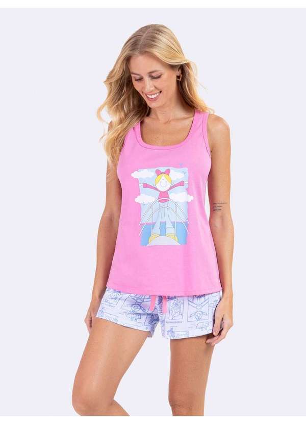 Veggi - Pijama Regata Turma da Bia Férias Rosa 3