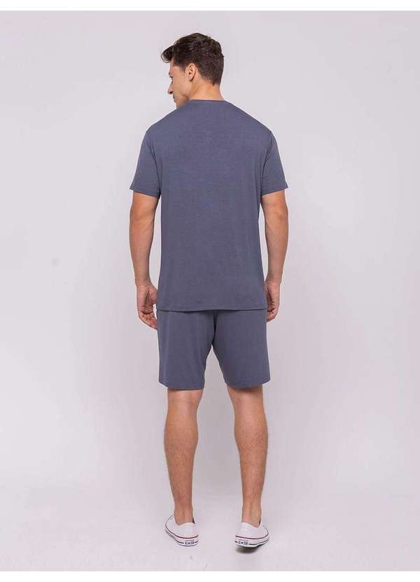 Veggi - Pijama Manga Curta com Bermuda Masculino Cinza