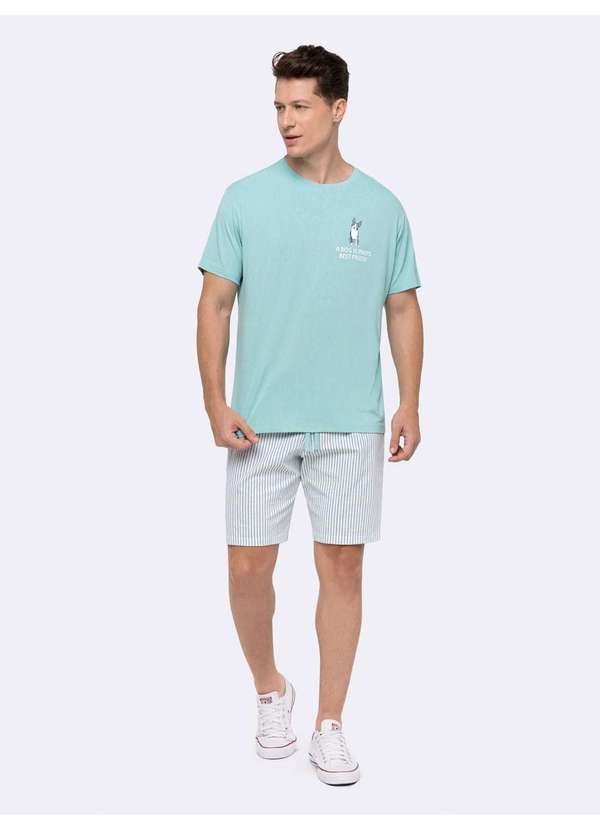 Veggi - Pijama Manga Curta com Bermuda Masculino Verde