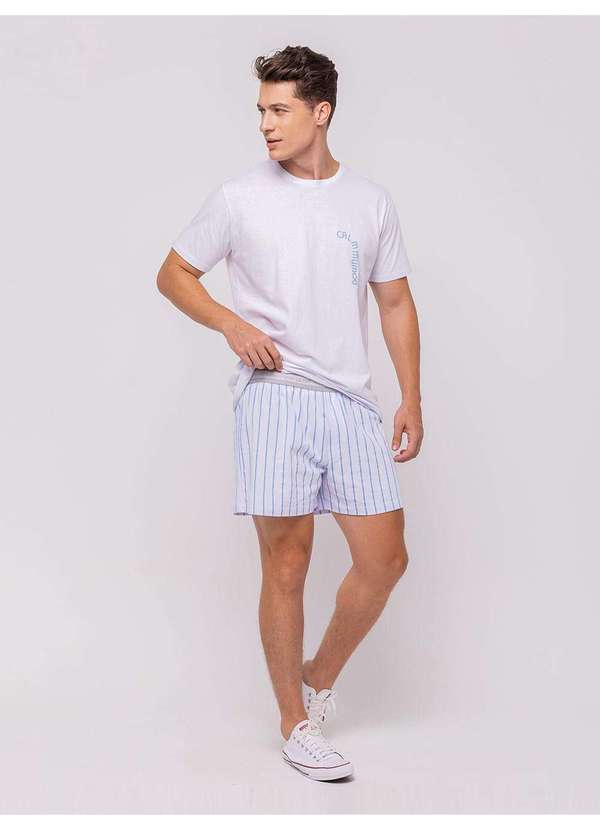 Veggi - Pijama Manga Curta com Short Masculino Branco