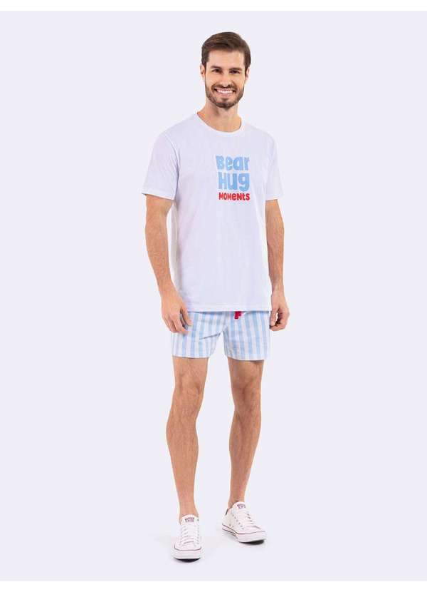 Veggi - Pijama Manga Curta Masculino Bear Branco