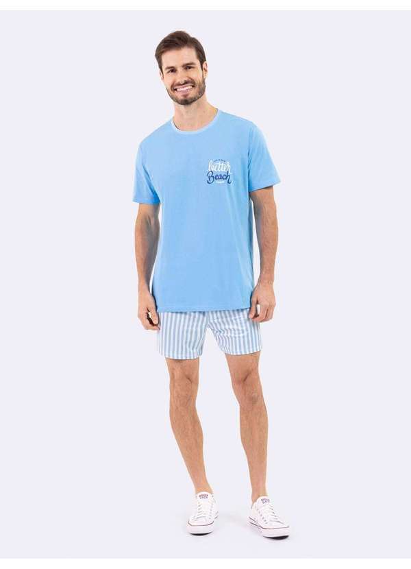 Veggi - Pijama Manga Curta Masculino Better Beach Azul