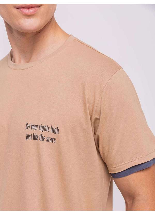 Veggi - Pijama Manga Curta Masculino com Bermuda Bege