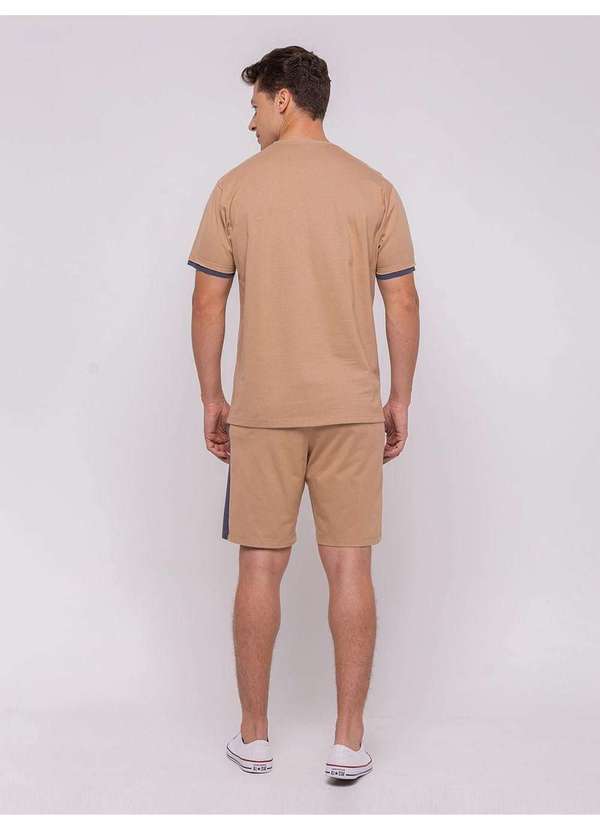 Veggi - Pijama Manga Curta Masculino com Bermuda Bege 2