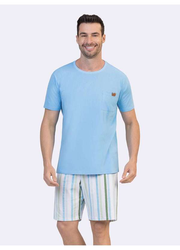 Veggi - Pijama Manga Curta Masculino Dolce Vita Azul