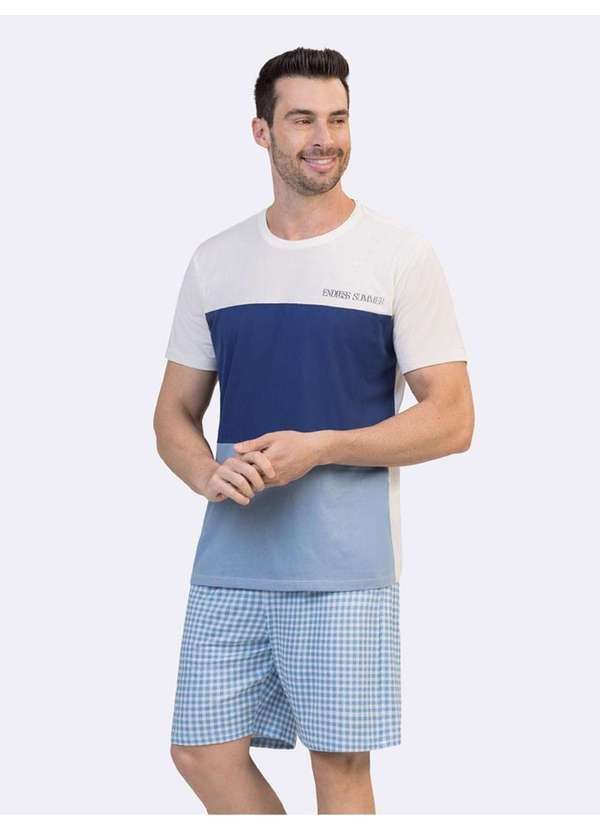 Veggi - Pijama Manga Curta Masculino Memórias de Verão Azul