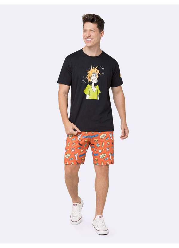 Veggi - Pijama Manga Curta Masculino Scooby-Doo com Bermuda Preto 2