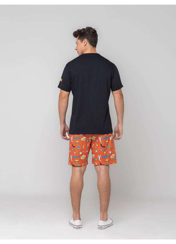Veggi - Pijama Manga Curta Masculino Scooby-Doo com Bermuda Preto 4