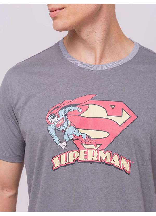 Veggi - Pijama Manga Curta Masculino Superman Cinza 3