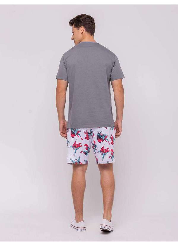 Veggi - Pijama Manga Curta Masculino Superman Cinza 4