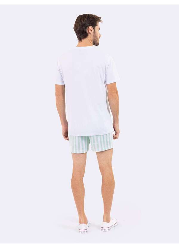 Veggi - Pijama Manga Curta Masculino Verde e Branco Branco