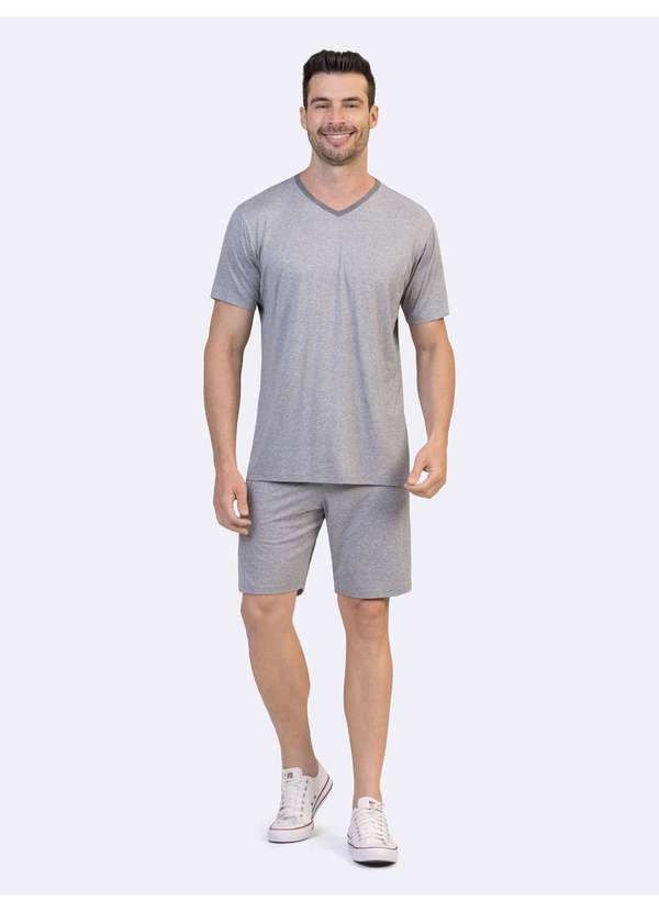 Veggi - Pijama Manga Curta Masculino Cinza 2