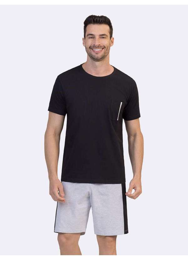 Veggi - Pijama Manga Curta Masculino Preto