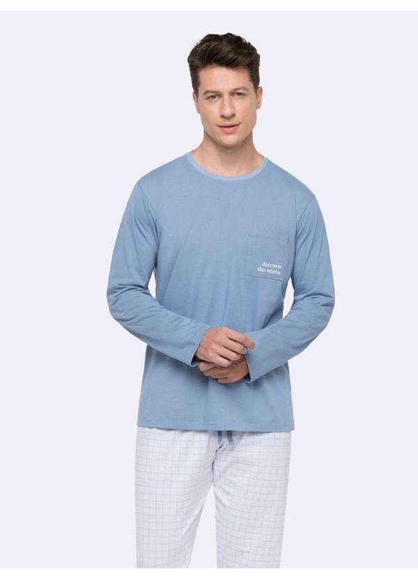 Veggi - Pijama Manga Longa Masculino Azul