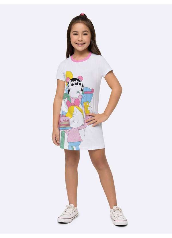 Veggi - Camisola Manga Curta Infantil Bia Listras Branco