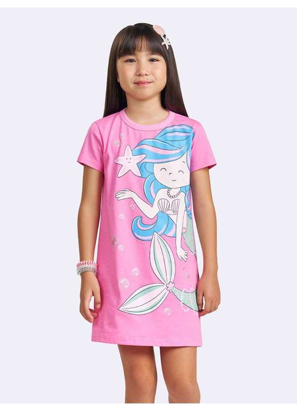 Veggi - Camisola Manga Curta Sereia Rosa