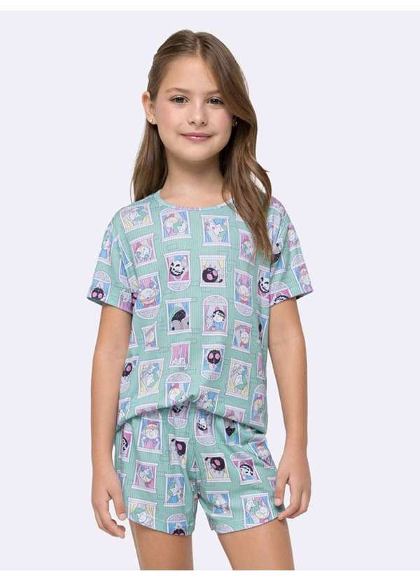 Veggi - Pijama Manga Curta Infantil Bia Janela Verde