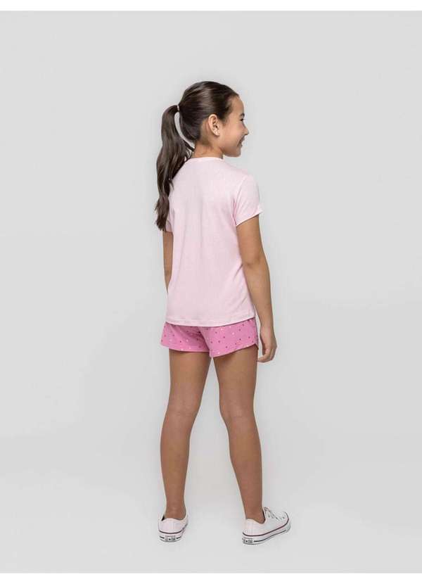 Veggi - Pijama Manga Curta Infantil Corações Ao Sol Rosa 4
