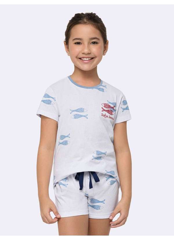 Veggi - Pijama Manga Curta Infantil Memórias de Verão Branco