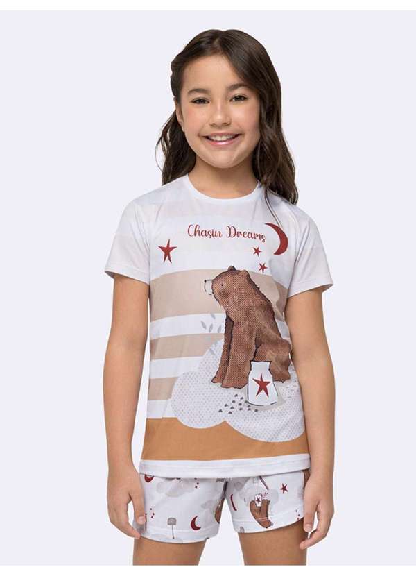 Veggi - Pijama Manga Curta Infantil Raízes do Sol Branco