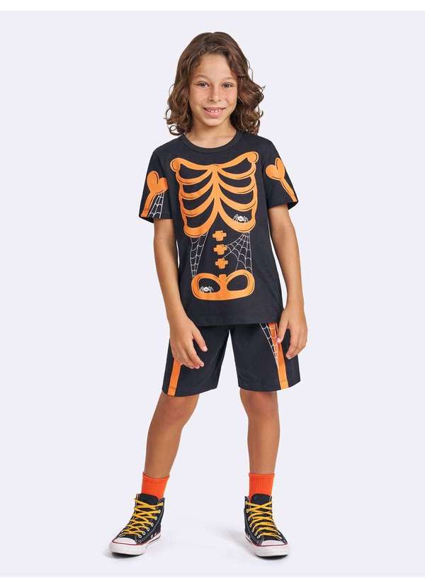 Veggi - Pijama Manga Curta Montros Esqueleto Preto 2