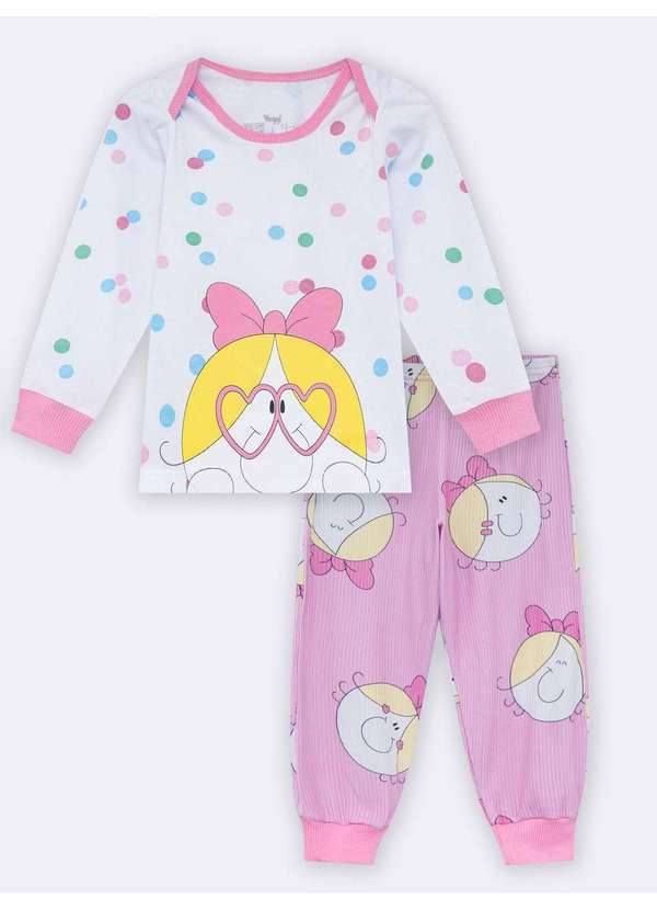 Veggi - Pijama Manga Longa Bebê Bia Faces Rosa Rosa
