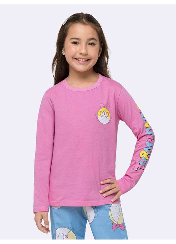Veggi - Pijama Manga Longa Infantil Bia Faces Azul Rosa