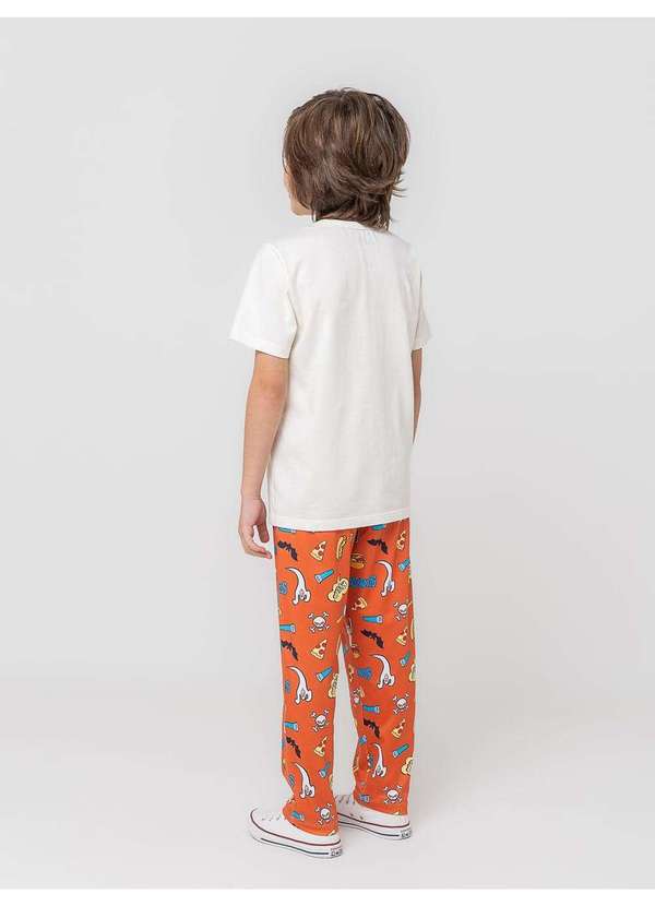 Veggi - Pijama Manga Curta com Calça Infantil Longo Scooby-Doo Bege 3