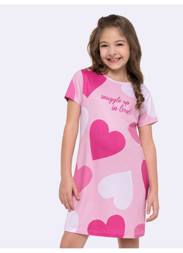 Veggi - Camisola Manga Curta Infantil em Malha Perfect Touch Rosa