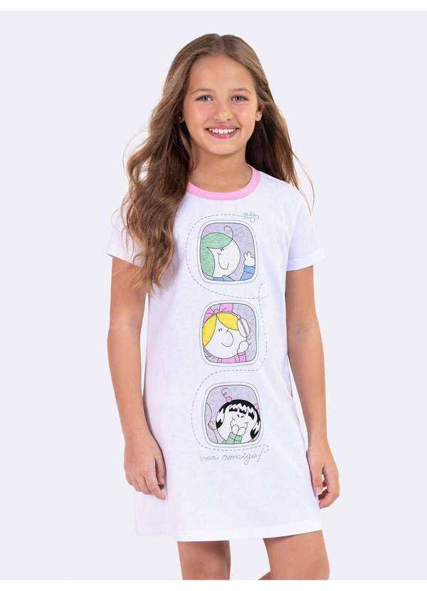 Veggi - Camisola Manga Curta Infantil Turma da Bia Branco