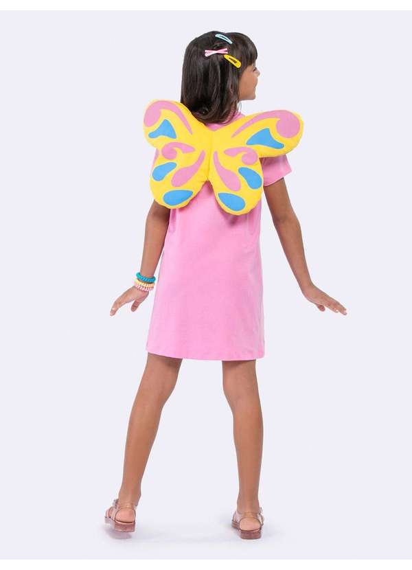 Veggi - Camisola Manga Curta Unicórnio com Glitter e Asas Rosa