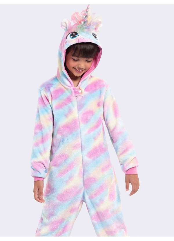 Veggi - Macacão com Capuz Unicórnio Rosa