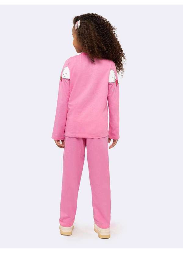 Veggi - Pijama Infantil Manga Longa Princesa com Estampa Metalizada e Gli Rosa 3