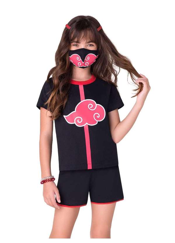 Veggi - Pijama Manga Curta - Akatsuki Preto