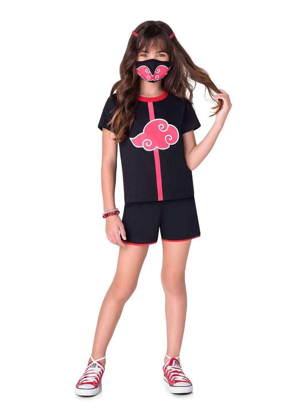 Veggi - Pijama Manga Curta - Akatsuki Preto 2