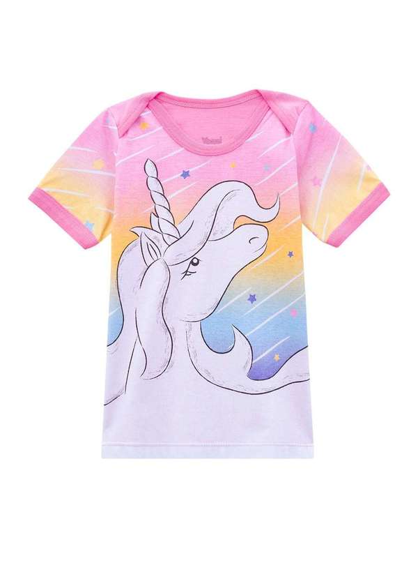 Veggi - Pijama Manga Curta Bebê Unicórnio Rosa