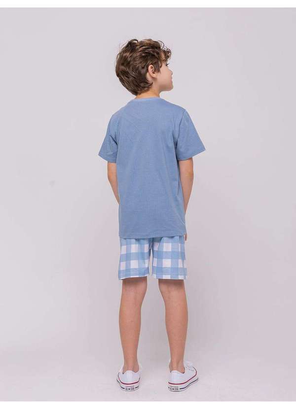 Veggi - Pijama Manga Curta com Bermuda Infantil Azul