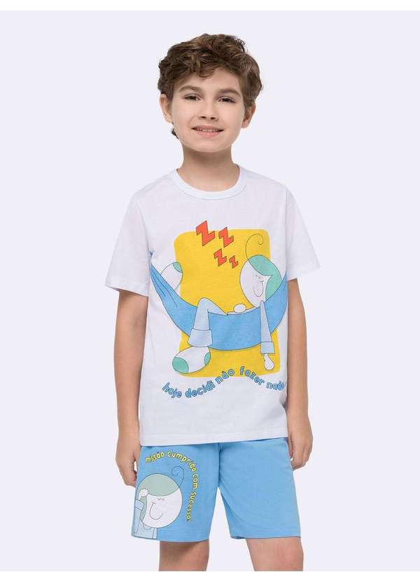 Veggi - Pijama Manga Curta com Bermuda Infantil Turma da Bia Branco