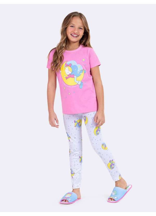 Veggi - Pijama Manga Curta com Legging Turma da Bia Dreams Rosa