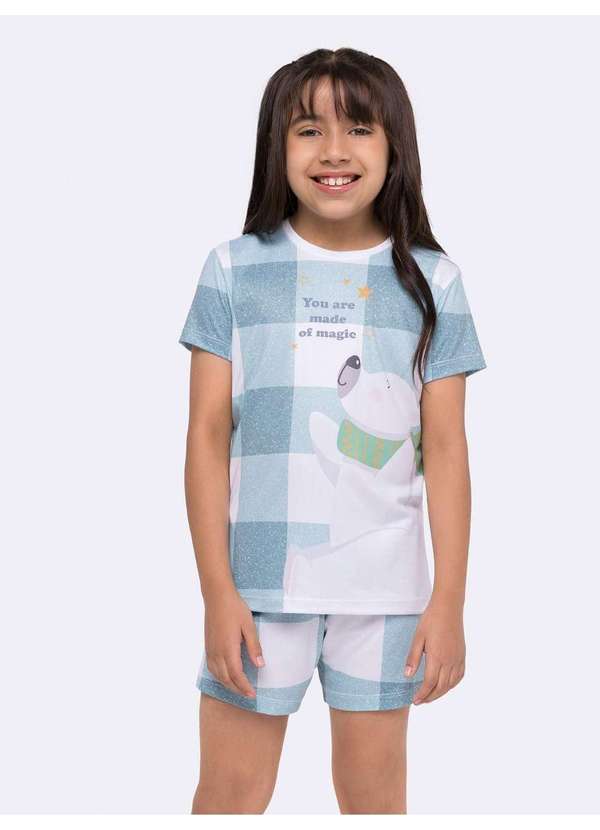 Veggi - Pijama Manga Curta com Short Infantil Branco