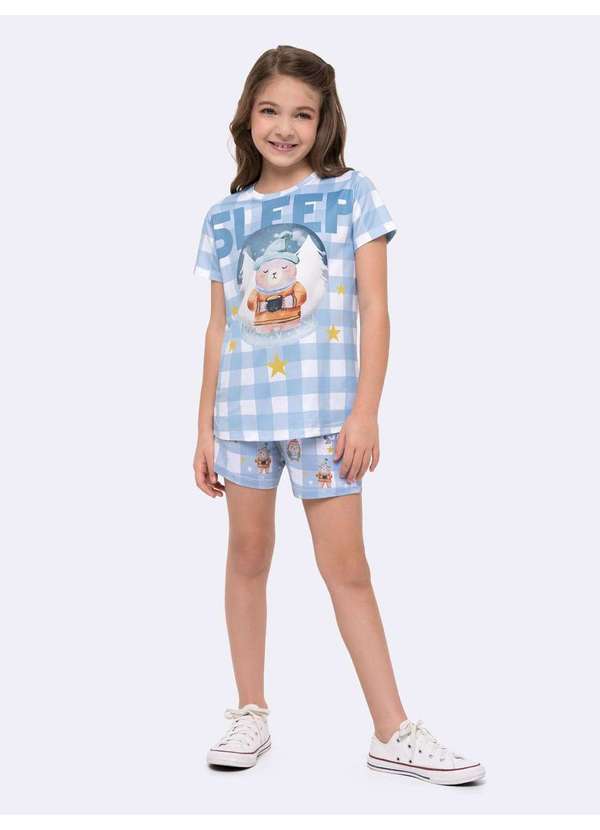 Veggi - Pijama Manga Curta com Short Infantil Azul 2